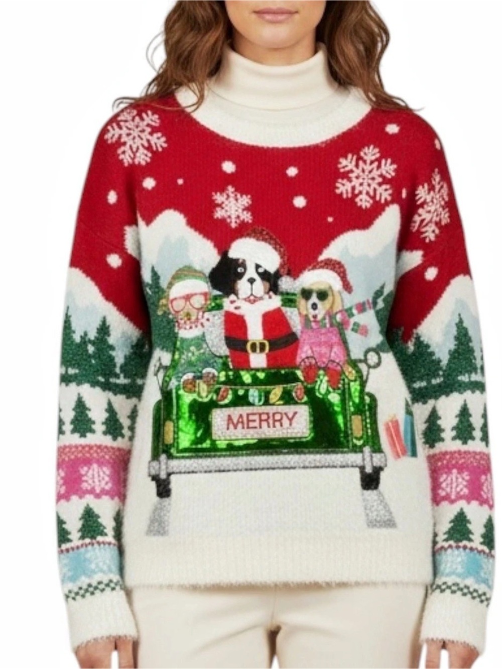 MAJOR LABEL GROUP Christmas Dog Graphic Sweater in Red/White Size Large -- CUTE